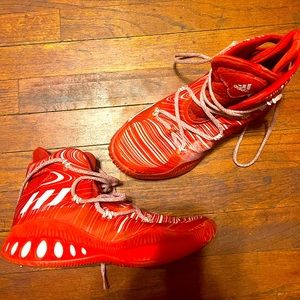 Adidas mens size 8. Red and white high top basketball shoes.